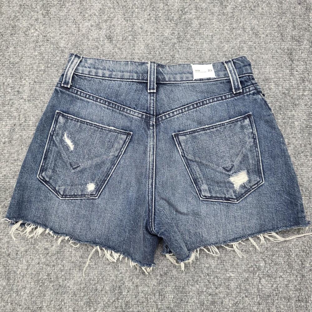 Hudson Jean Shorts Womens 23 Blue Sade Lace Up Cut Off Denim Distressed Mid Rise - Picture 3 of 16